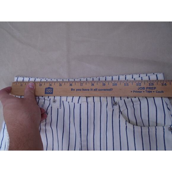 Womens Stradivarius Starter Flare Wide Leg Penstripe Pants Size 36x26 Baseball - Picture 3 of 11